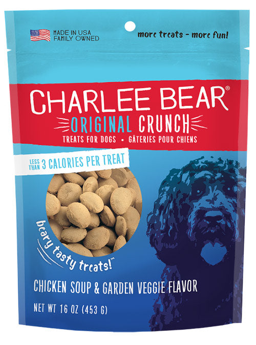 Charlee Bear Original Crunch Dog Treats - Chicken Soup & Garden Veggie Flavor