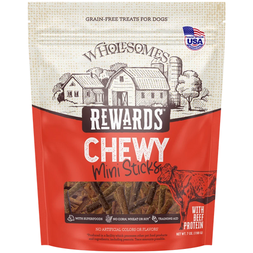 Wholesome's Rewards Chewy Beef Mini Sticks Dog Treat 7 oz.