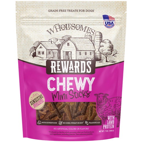 Wholesome's Rewards Chewy Lamb Mini Sticks Dog Treat 7 oz.