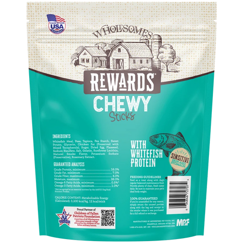 Wholesome's Rewards Chewy Whitefish Sticks 25 oz. For Dogs