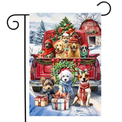 Christmas Holiday Cheer Dogs Garden Flag