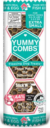 Yummy Combs Extra Small Dog Dental Treats, Fish & Egg - 3 Pack
