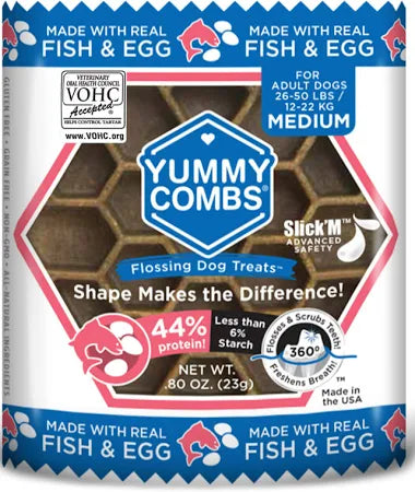 Yummy Combs Medium Dog Dental Treat, Fish & Egg - 1 Pack