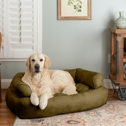 Overstuffed Luxury Large Dog Sofa - Olive