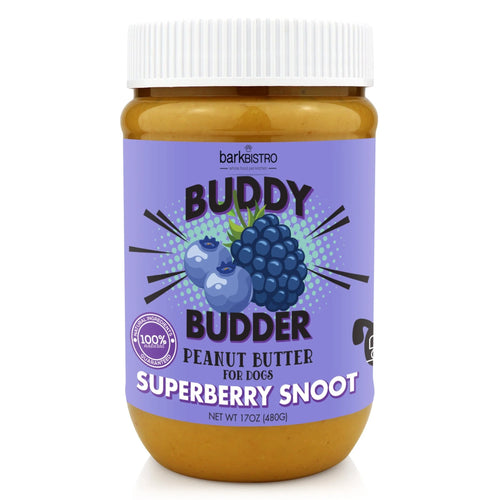 Superberry Snoot BUDDY BUDDER - 100% natural Dog Peanut Butter, Made in USA 17oz