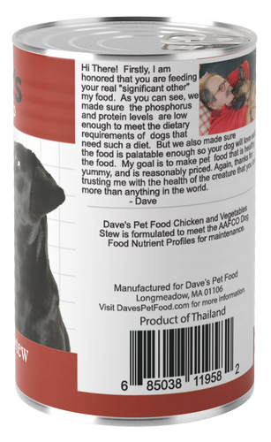 Dave's Restricted Diet Phosphorus – Chicken & Vegetable Stew for Dogs - 12.5oz