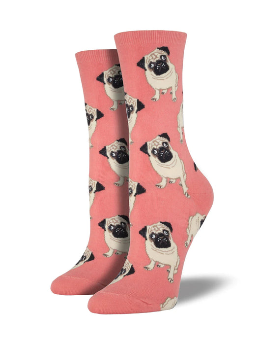 Socksmith® Peach Pugs - Cotton Crew Sock