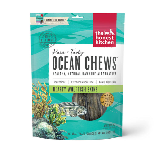 The Honest Kithcen Ocean Chews Hearty Wolffish Skins Beams 6oz.