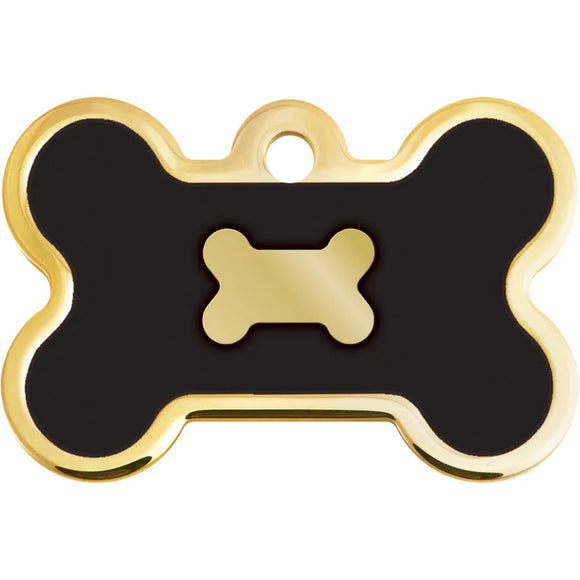 Medium Bone Shape Dog ID Tag with Epoxy Inlay