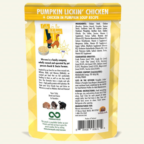 WERUVA CATS IN THE KITCHEN PUMPKIN LICKIN' CHICKEN CHICKEN IN PUMPKIN SOUP 3.0oz Pouch