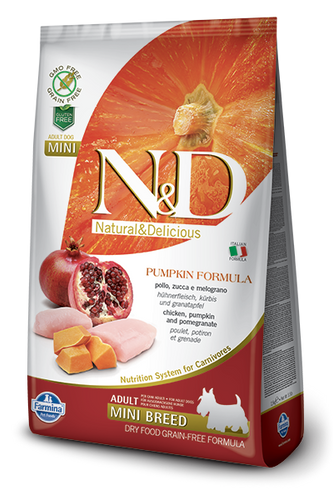 Farmina N D Pumpkin Grain Free Chicken Pomegranate Mini Breed Adult Dog Food Knoxville TN Agri Feed Pet Supply