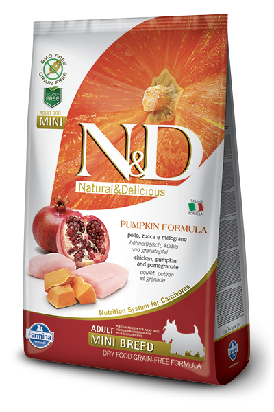 Farmina N D Pumpkin Grain Free Chicken Pomegranate Mini Breed Adult Dog Food Knoxville TN Agri Feed Pet Supply