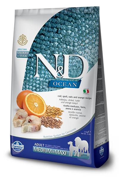 Farmina N&D Ocean Cod, Spelt, Oats & Orange Adult Medium Dog Food