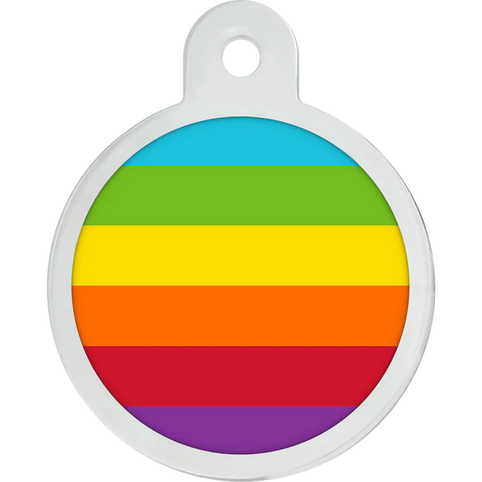 Rainbow Stripe Large Circle Raised Edge Pet ID Tag