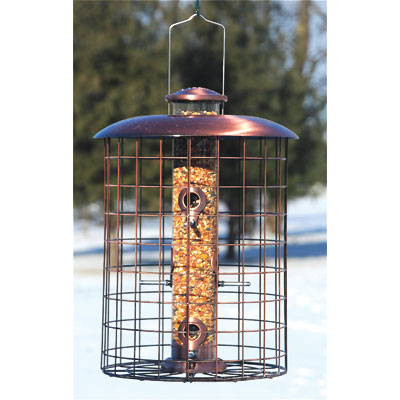 Brushed Copper Caged 6 Port Seed Feeder