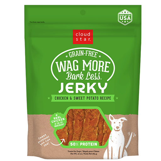 Cloud Star Wag More Bark Less Chicken & Sweet Potato Recipe Grain-Free Jerky Dog Treats, 10-oz bag