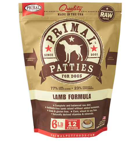 Primal Patties Raw Frozen Canine Lamb Formula