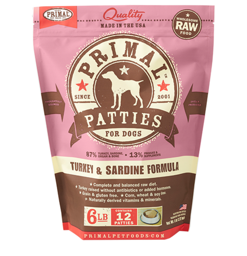 Primal Patties Raw Frozen Canine Turkey & Sardine Formula