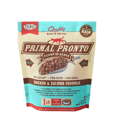 Primal Pronto Raw Frozen Feline Chicken & Salmon Formula