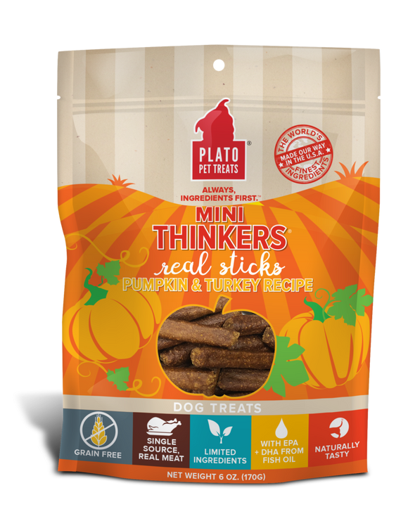 Mini Thinkers Grain Free Pumpkin & Turkey Meat Stick Dog Treats