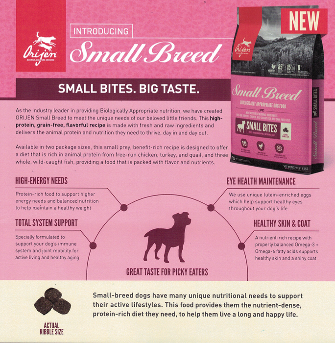 Orijen Small Breed Small Bites Grain Free Dog Food