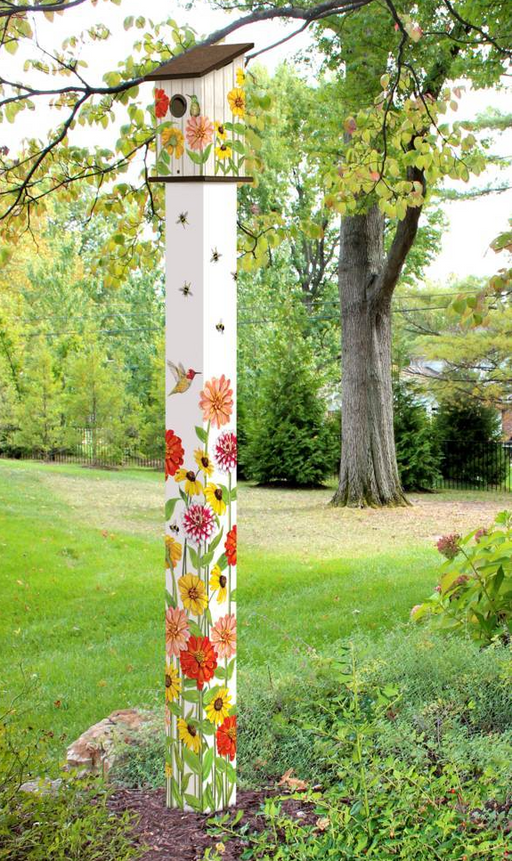 Birds and Bees 6' Birdhouse Art Pole