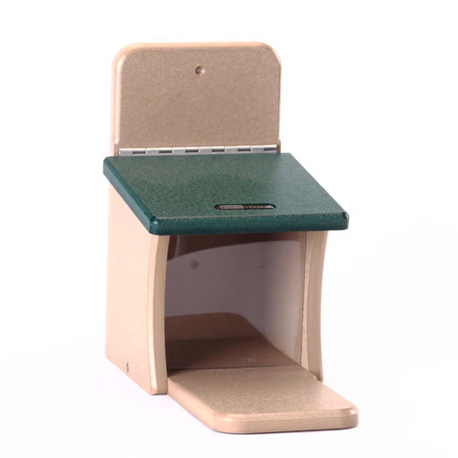 SQUIRREL MUNCH BOX FEEDER IN TAUPE AND GREEN RECYCLED PLASTIC