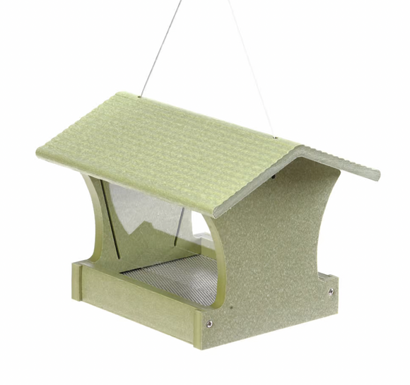 MEDIUM HOPPER BIRD FEEDER IN GREEN RECYCLED PLASTIC