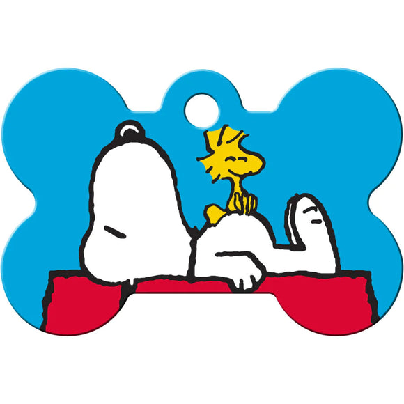 Snoopy & Woodstock Dog Tag, Large Bone