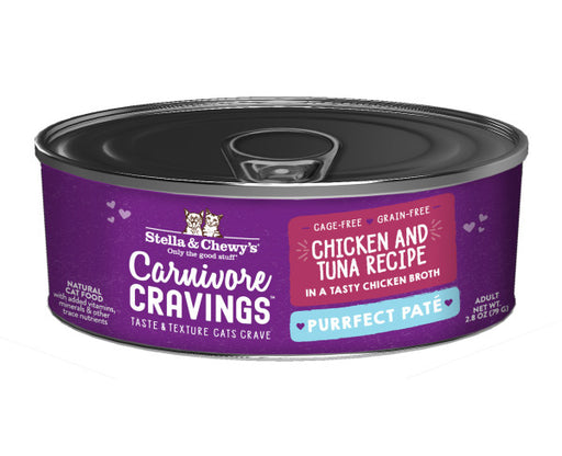Stella & Chewy's Carnivore Cravings Purrfect Pate Chicken & Tuna Pate Recipe in Broth - 2.8 Ounce Can