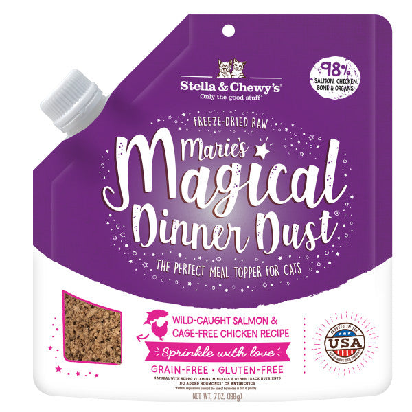 Stella & Chewy's Marie’s Magical Dinner Dust for Cats Wild Caught Salmon and Cage Free Chicken Recipe - 7 Ounce Resealable Bag