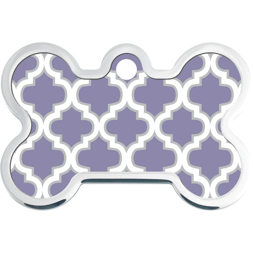 Lilac Lattice Print Dog Tag with Raised Edge