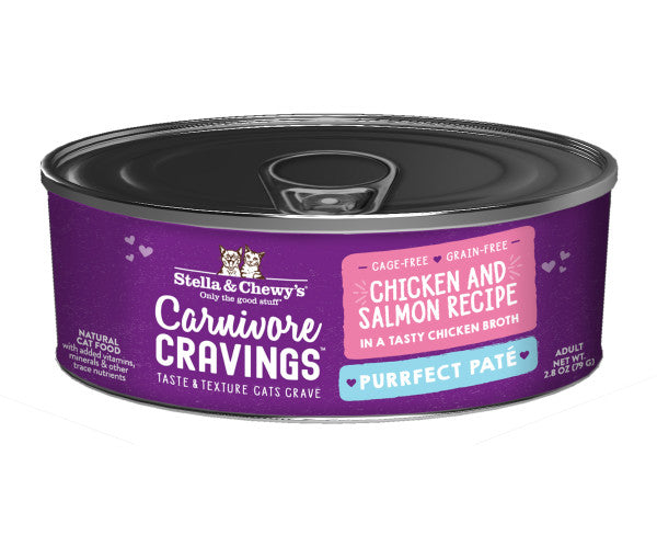 Stella & Chewy's Carnivore Cravings Purrfect Pate Chicken & Salmon Pate Recipe in Broth - 2.8 Ounce Can